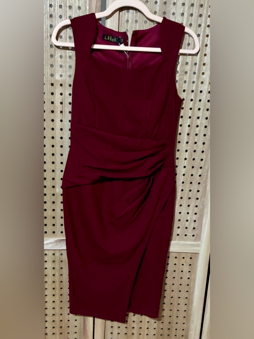 Sleeveless Midi Sheath Dress in Wine by iHot Size Small